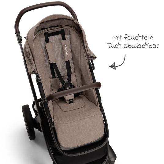 Nuna Buggy & pushchair DEMI next up to 22 kg with magnetic harness fastener, convertible all-weather seat, height-adjustable push bar, integrated privacy screen incl. adapter & rain cover - Cedar