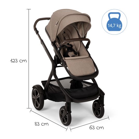 Nuna Buggy & pushchair DEMI next up to 22 kg with magnetic harness fastener, convertible all-weather seat, height-adjustable push bar, integrated privacy screen incl. adapter & rain cover - Cedar