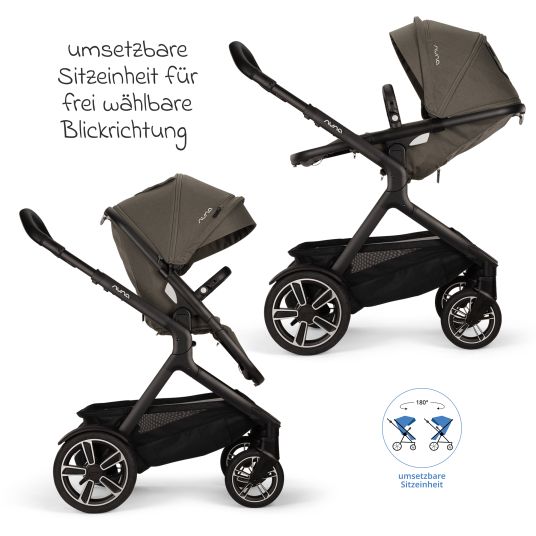 Nuna Buggy & Sportwagen DEMI next bis 22 kg mit magnetischem Gurtverschluss, umsetzbarem Allwettersitz, höhenverstellbarem Schieber, integrierter Sichtschutz inkl. Adapter & Regenschutz - Granite