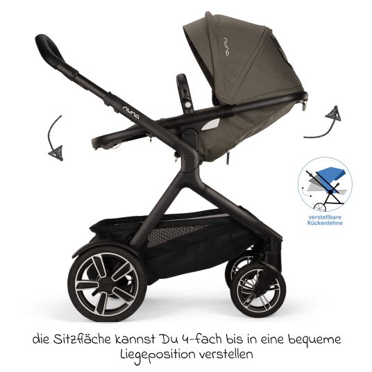 Nuna Buggy & Sportwagen DEMI next bis 22 kg mit magnetischem Gurtverschluss, umsetzbarem Allwettersitz, höhenverstellbarem Schieber, integrierter Sichtschutz inkl. Adapter & Regenschutz - Granite