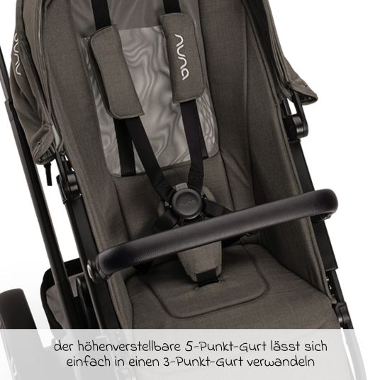 Nuna Buggy & Sportwagen DEMI next bis 22 kg mit magnetischem Gurtverschluss, umsetzbarem Allwettersitz, höhenverstellbarem Schieber, integrierter Sichtschutz inkl. Adapter & Regenschutz - Granite