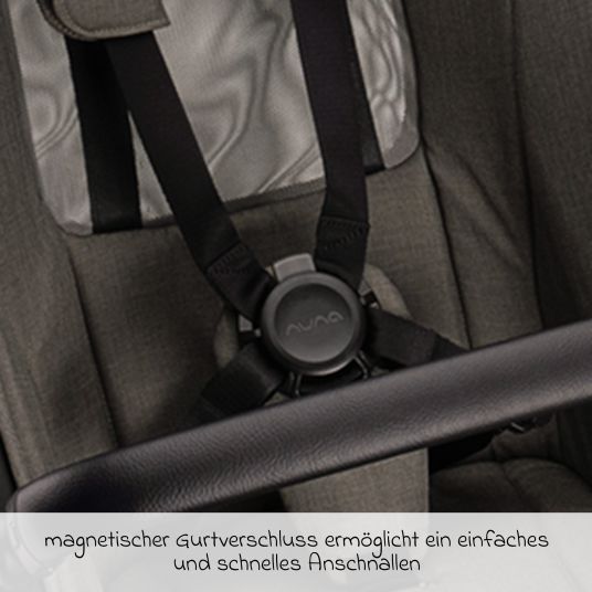 Nuna Buggy & Sportwagen DEMI next bis 22 kg mit magnetischem Gurtverschluss, umsetzbarem Allwettersitz, höhenverstellbarem Schieber, integrierter Sichtschutz inkl. Adapter & Regenschutz - Granite