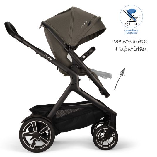 Nuna Buggy & Sportwagen DEMI next bis 22 kg mit magnetischem Gurtverschluss, umsetzbarem Allwettersitz, höhenverstellbarem Schieber, integrierter Sichtschutz inkl. Adapter & Regenschutz - Granite