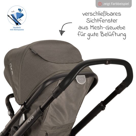 Nuna Buggy & Sportwagen DEMI next bis 22 kg mit magnetischem Gurtverschluss, umsetzbarem Allwettersitz, höhenverstellbarem Schieber, integrierter Sichtschutz inkl. Adapter & Regenschutz - Granite