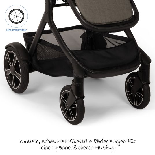 Nuna Buggy & Sportwagen DEMI next bis 22 kg mit magnetischem Gurtverschluss, umsetzbarem Allwettersitz, höhenverstellbarem Schieber, integrierter Sichtschutz inkl. Adapter & Regenschutz - Granite