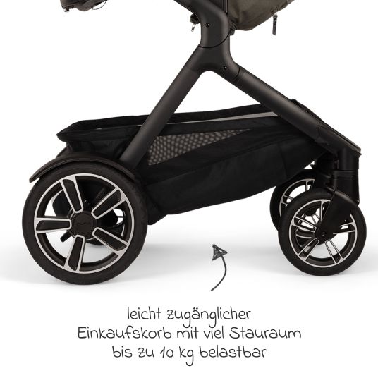 Nuna Buggy & Sportwagen DEMI next bis 22 kg mit magnetischem Gurtverschluss, umsetzbarem Allwettersitz, höhenverstellbarem Schieber, integrierter Sichtschutz inkl. Adapter & Regenschutz - Granite