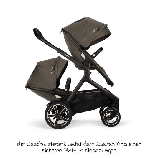 Nuna Buggy & Sportwagen DEMI next bis 22 kg mit magnetischem Gurtverschluss, umsetzbarem Allwettersitz, höhenverstellbarem Schieber, integrierter Sichtschutz inkl. Adapter & Regenschutz - Granite