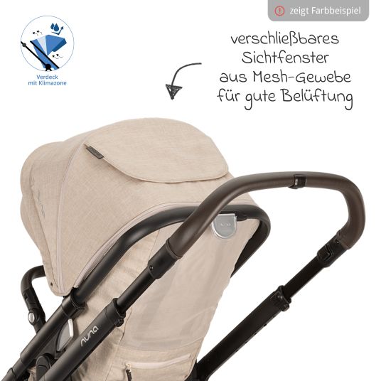 Nuna Buggy & pushchair DEMI next up to 22 kg with magnetic harness fastener, convertible all-weather seat, height-adjustable push bar, integrated privacy screen incl. adapter & rain cover - Pine