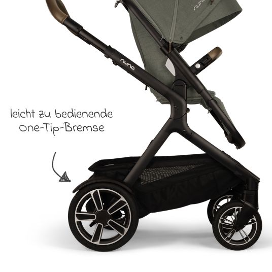 Nuna Buggy & Sportwagen DEMI next bis 22 kg mit magnetischem Gurtverschluss, umsetzbarem Allwettersitz, höhenverstellbarem Schieber, integrierter Sichtschutz inkl. Adapter & Regenschutz - Pine