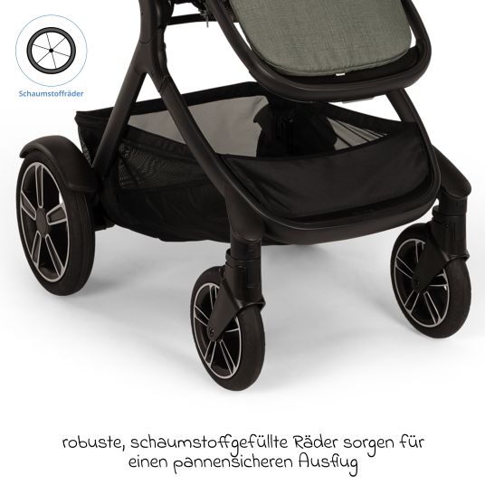 Nuna Buggy & Sportwagen DEMI next bis 22 kg mit magnetischem Gurtverschluss, umsetzbarem Allwettersitz, höhenverstellbarem Schieber, integrierter Sichtschutz inkl. Adapter & Regenschutz - Pine