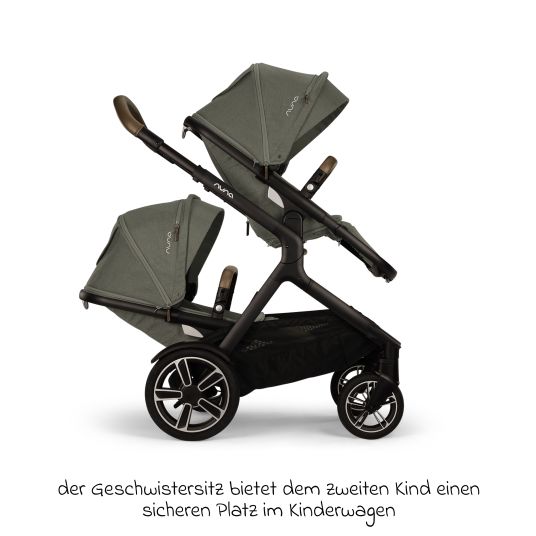 Nuna Buggy & Sportwagen DEMI next bis 22 kg mit magnetischem Gurtverschluss, umsetzbarem Allwettersitz, höhenverstellbarem Schieber, integrierter Sichtschutz inkl. Adapter & Regenschutz - Pine