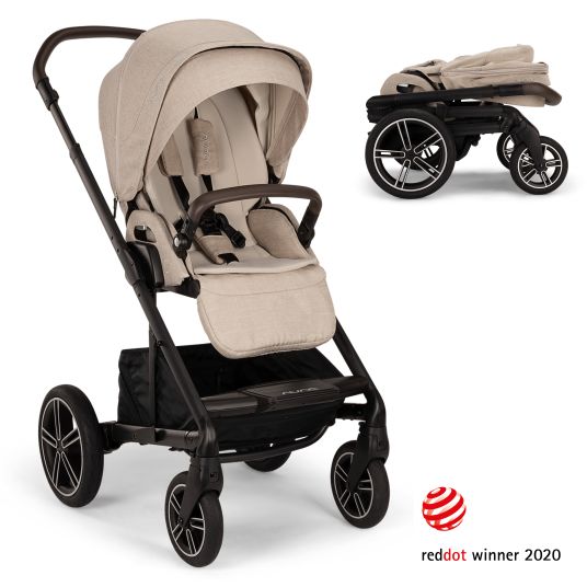 Nuna Buggy & Sportwagen MIXX next bis 22 kg mit magnetischem Gurtverschluss, umsetzbarem Allwettersitz, höhenverstellbarem Schieber, integrierter Sichtschutz inkl. Adapter, Kniedecke & Regenschutz - Biscotti