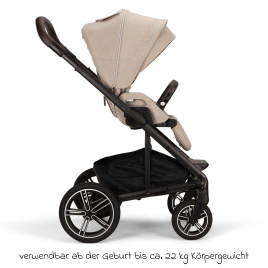 Nuna Buggy & Sportwagen MIXX next bis 22 kg mit magnetischem Gurtverschluss, umsetzbarem Allwettersitz, höhenverstellbarem Schieber, integrierter Sichtschutz inkl. Adapter, Kniedecke & Regenschutz - Biscotti