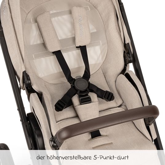 Nuna Buggy & Sportwagen MIXX next bis 22 kg mit magnetischem Gurtverschluss, umsetzbarem Allwettersitz, höhenverstellbarem Schieber, integrierter Sichtschutz inkl. Adapter, Kniedecke & Regenschutz - Biscotti