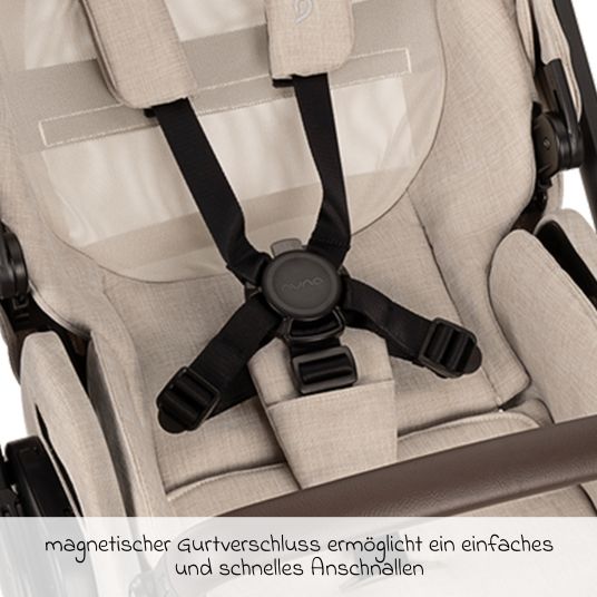 Nuna Buggy & Sportwagen MIXX next bis 22 kg mit magnetischem Gurtverschluss, umsetzbarem Allwettersitz, höhenverstellbarem Schieber, integrierter Sichtschutz inkl. Adapter, Kniedecke & Regenschutz - Biscotti