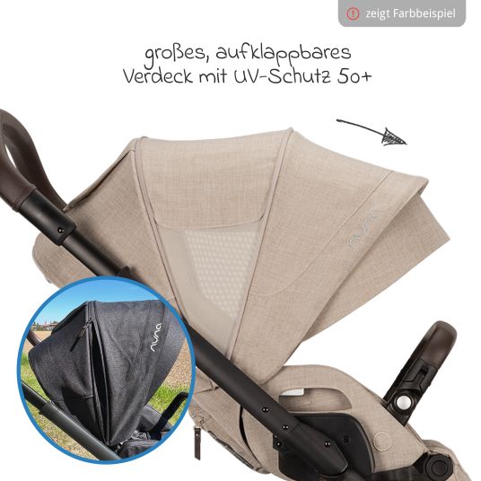 Nuna Buggy & Sportwagen MIXX next bis 22 kg mit magnetischem Gurtverschluss, umsetzbarem Allwettersitz, höhenverstellbarem Schieber, integrierter Sichtschutz inkl. Adapter, Kniedecke & Regenschutz - Biscotti