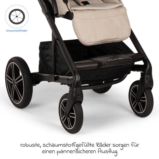 Nuna Buggy & Sportwagen MIXX next bis 22 kg mit magnetischem Gurtverschluss, umsetzbarem Allwettersitz, höhenverstellbarem Schieber, integrierter Sichtschutz inkl. Adapter, Kniedecke & Regenschutz - Biscotti