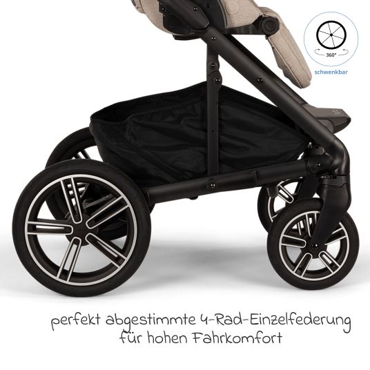 Nuna Buggy & Sportwagen MIXX next bis 22 kg mit magnetischem Gurtverschluss, umsetzbarem Allwettersitz, höhenverstellbarem Schieber, integrierter Sichtschutz inkl. Adapter, Kniedecke & Regenschutz - Biscotti