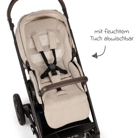 Nuna Buggy & Sportwagen MIXX next bis 22 kg mit magnetischem Gurtverschluss, umsetzbarem Allwettersitz, höhenverstellbarem Schieber, integrierter Sichtschutz inkl. Adapter, Kniedecke & Regenschutz - Biscotti