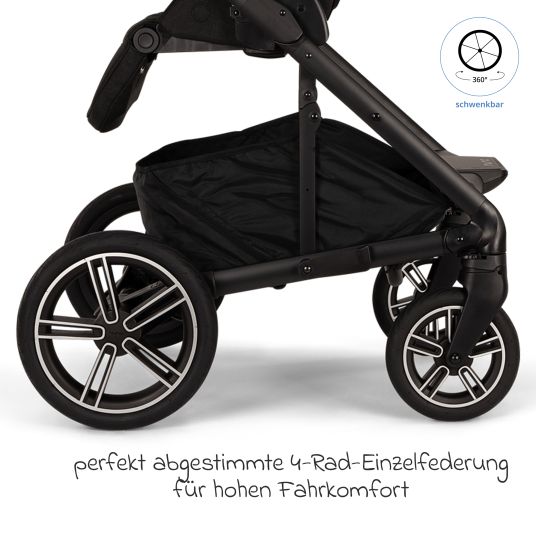 Nuna Passeggino e carrozzina MIXX next fino a 22 kg con cintura magnetica, sedile convertibile per tutte le stagioni, maniglione regolabile in altezza, paravento integrato con adattatore, copertura per le ginocchia e parapioggia - Caviar