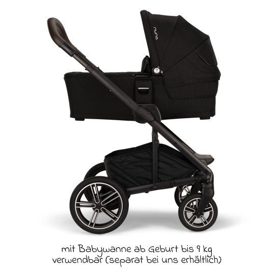 Nuna Passeggino e carrozzina MIXX next fino a 22 kg con cintura magnetica, sedile convertibile per tutte le stagioni, maniglione regolabile in altezza, paravento integrato con adattatore, copertura per le ginocchia e parapioggia - Caviar