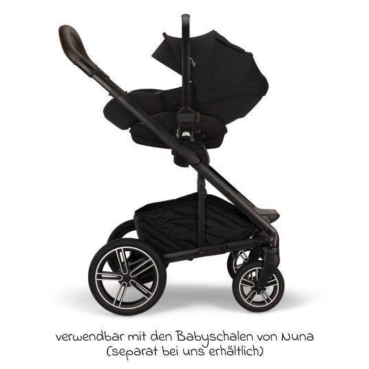 Nuna Passeggino e carrozzina MIXX next fino a 22 kg con cintura magnetica, sedile convertibile per tutte le stagioni, maniglione regolabile in altezza, paravento integrato con adattatore, copertura per le ginocchia e parapioggia - Caviar