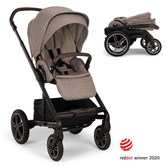 Nuna Passeggino e carrozzina MIXX next fino a 22 kg con cintura magnetica, sedile convertibile per tutte le stagioni, maniglione regolabile in altezza, paravento integrato con adattatore, copertura per le ginocchia e parapioggia - Cedro