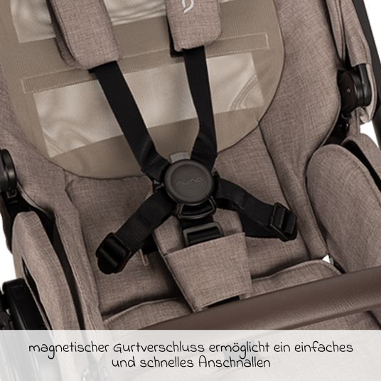 Nuna Passeggino e carrozzina MIXX next fino a 22 kg con cintura magnetica, sedile convertibile per tutte le stagioni, maniglione regolabile in altezza, paravento integrato con adattatore, copertura per le ginocchia e parapioggia - Cedro