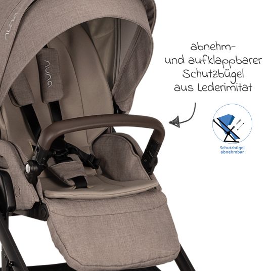 Nuna Passeggino e carrozzina MIXX next fino a 22 kg con cintura magnetica, sedile convertibile per tutte le stagioni, maniglione regolabile in altezza, paravento integrato con adattatore, copertura per le ginocchia e parapioggia - Cedro