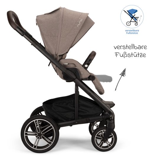 Nuna Passeggino e carrozzina MIXX next fino a 22 kg con cintura magnetica, sedile convertibile per tutte le stagioni, maniglione regolabile in altezza, paravento integrato con adattatore, copertura per le ginocchia e parapioggia - Cedro