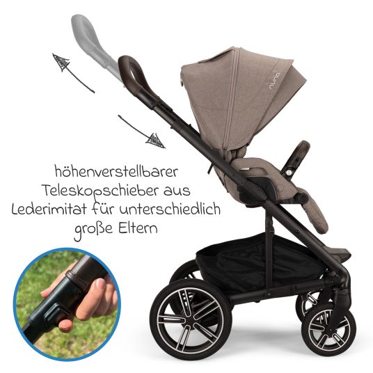 Nuna Buggy & pushchair MIXX next up to 22 kg with magnetic harness fastener, convertible all-weather seat, height-adjustable push bar, integrated privacy screen incl. adapter, knee cover & rain cover - Cedar