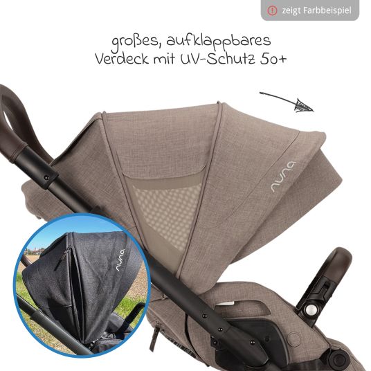 Nuna Passeggino e carrozzina MIXX next fino a 22 kg con cintura magnetica, sedile convertibile per tutte le stagioni, maniglione regolabile in altezza, paravento integrato con adattatore, copertura per le ginocchia e parapioggia - Cedro