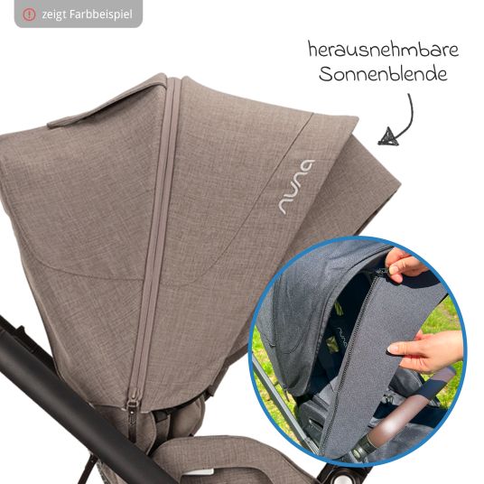 Nuna Passeggino e carrozzina MIXX next fino a 22 kg con cintura magnetica, sedile convertibile per tutte le stagioni, maniglione regolabile in altezza, paravento integrato con adattatore, copertura per le ginocchia e parapioggia - Cedro