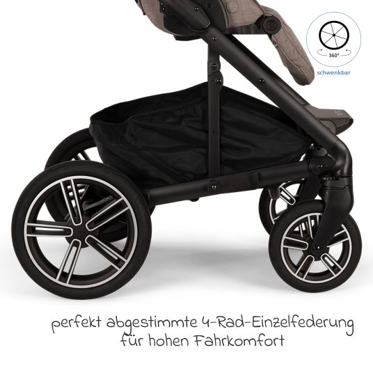 Nuna Buggy & pushchair MIXX next up to 22 kg with magnetic harness fastener, convertible all-weather seat, height-adjustable push bar, integrated privacy screen incl. adapter, knee cover & rain cover - Cedar