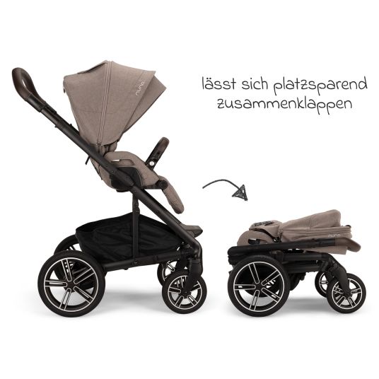 Nuna Passeggino e carrozzina MIXX next fino a 22 kg con cintura magnetica, sedile convertibile per tutte le stagioni, maniglione regolabile in altezza, paravento integrato con adattatore, copertura per le ginocchia e parapioggia - Cedro