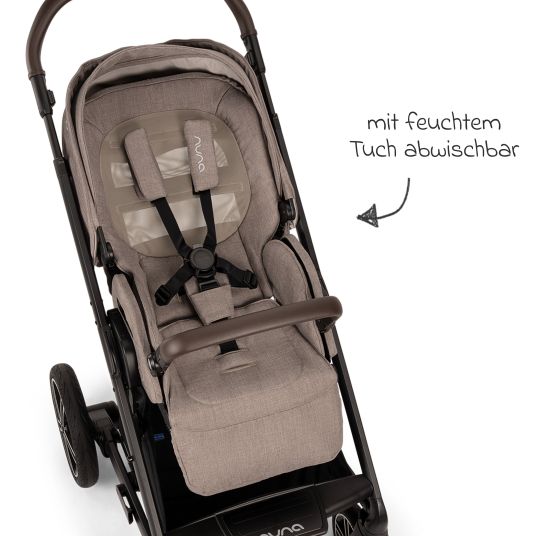 Nuna Passeggino e carrozzina MIXX next fino a 22 kg con cintura magnetica, sedile convertibile per tutte le stagioni, maniglione regolabile in altezza, paravento integrato con adattatore, copertura per le ginocchia e parapioggia - Cedro