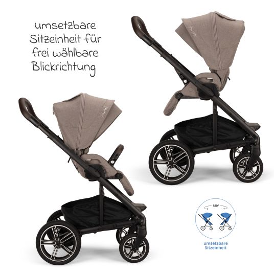 Nuna Passeggino e carrozzina MIXX next fino a 22 kg con cintura magnetica, sedile convertibile per tutte le stagioni, maniglione regolabile in altezza, paravento integrato con adattatore, copertura per le ginocchia e parapioggia - Cedro