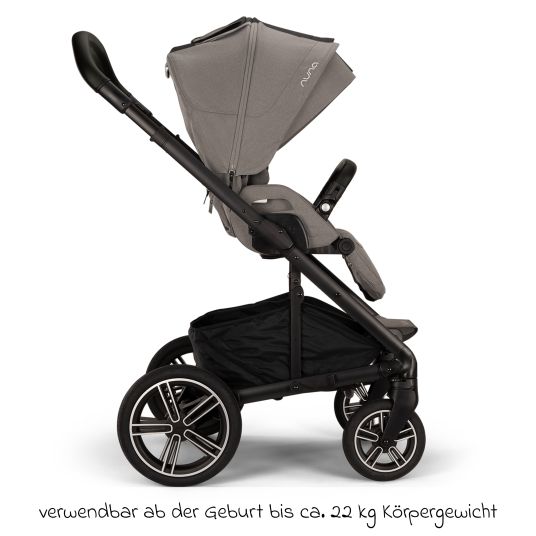 Nuna Buggy & pushchair MIXX next up to 22 kg with magnetic harness fastener, convertible all-weather seat, height-adjustable push bar, integrated privacy screen incl. adapter, knee cover & rain cover - Granite