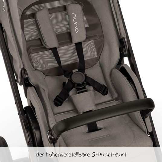 Nuna Buggy & pushchair MIXX next up to 22 kg with magnetic harness fastener, convertible all-weather seat, height-adjustable push bar, integrated privacy screen incl. adapter, knee cover & rain cover - Granite