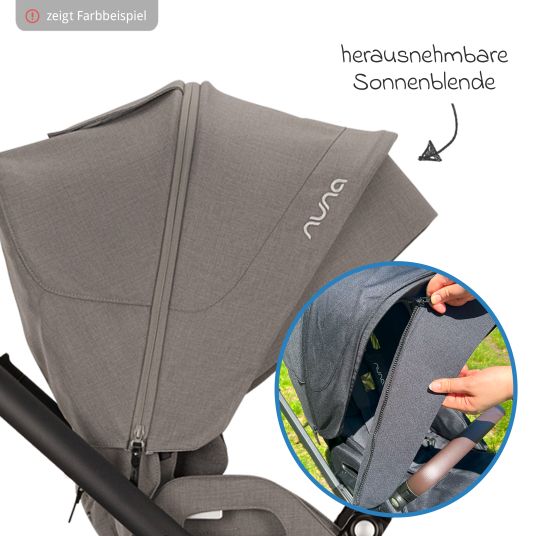 Nuna Passeggino e carrozzina MIXX next fino a 22 kg con cintura magnetica, sedile convertibile per tutte le stagioni, maniglione regolabile in altezza, paravento integrato con adattatore, copertura per le ginocchia e parapioggia - Granito