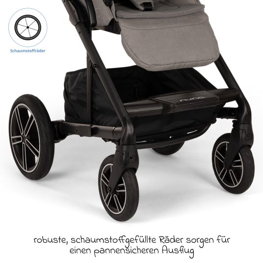 Nuna Buggy & pushchair MIXX next up to 22 kg with magnetic harness fastener, convertible all-weather seat, height-adjustable push bar, integrated privacy screen incl. adapter, knee cover & rain cover - Granite