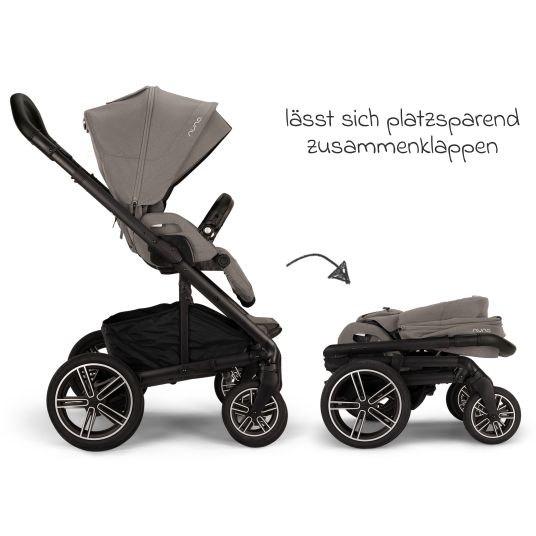 Nuna Buggy & Sportwagen MIXX next bis 22 kg mit magnetischem Gurtverschluss, umsetzbarem Allwettersitz, höhenverstellbarem Schieber, integrierter Sichtschutz inkl. Adapter, Kniedecke & Regenschutz - Granite