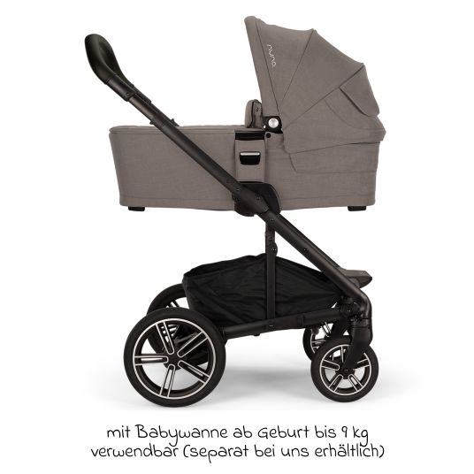 Nuna Passeggino e carrozzina MIXX next fino a 22 kg con cintura magnetica, sedile convertibile per tutte le stagioni, maniglione regolabile in altezza, paravento integrato con adattatore, copertura per le ginocchia e parapioggia - Granito