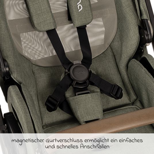 Nuna Buggy & pushchair MIXX next up to 22 kg with magnetic harness fastener, convertible all-weather seat, height-adjustable push bar, integrated privacy screen incl. adapter, knee cover & rain cover - Pine