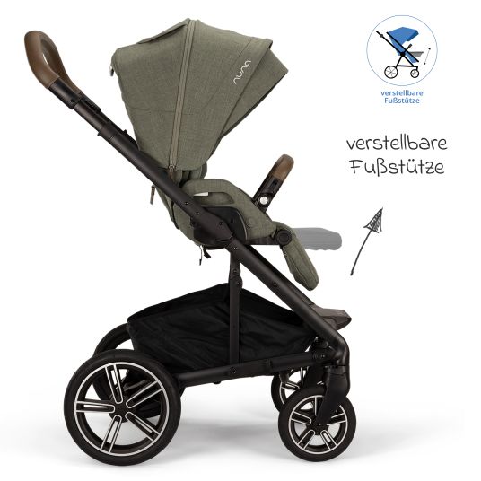 Nuna Buggy & pushchair MIXX next up to 22 kg with magnetic harness fastener, convertible all-weather seat, height-adjustable push bar, integrated privacy screen incl. adapter, knee cover & rain cover - Pine