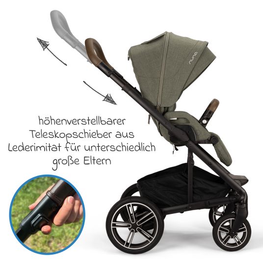 Nuna Buggy & pushchair MIXX next up to 22 kg with magnetic harness fastener, convertible all-weather seat, height-adjustable push bar, integrated privacy screen incl. adapter, knee cover & rain cover - Pine