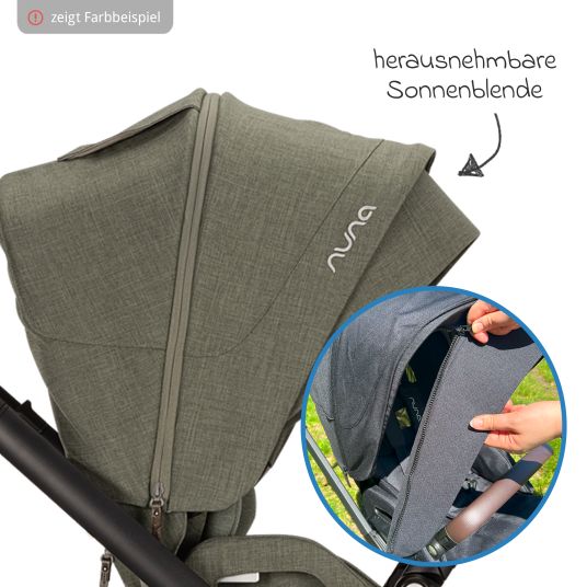 Nuna Buggy & pushchair MIXX next up to 22 kg with magnetic harness fastener, convertible all-weather seat, height-adjustable push bar, integrated privacy screen incl. adapter, knee cover & rain cover - Pine