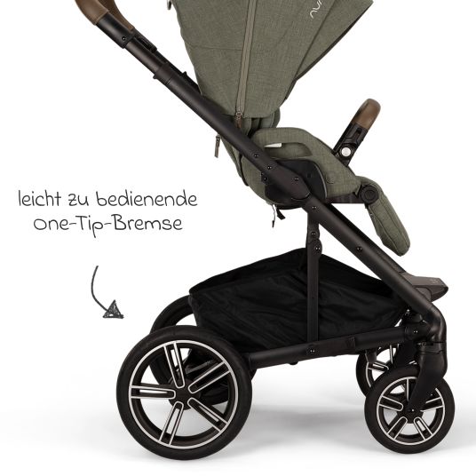 Nuna Buggy & pushchair MIXX next up to 22 kg with magnetic harness fastener, convertible all-weather seat, height-adjustable push bar, integrated privacy screen incl. adapter, knee cover & rain cover - Pine