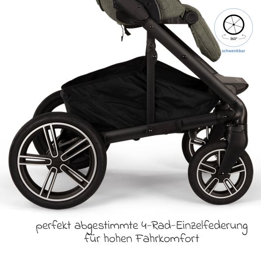 Nuna Buggy & pushchair MIXX next up to 22 kg with magnetic harness fastener, convertible all-weather seat, height-adjustable push bar, integrated privacy screen incl. adapter, knee cover & rain cover - Pine