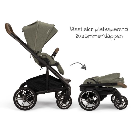 Nuna Buggy & pushchair MIXX next up to 22 kg with magnetic harness fastener, convertible all-weather seat, height-adjustable push bar, integrated privacy screen incl. adapter, knee cover & rain cover - Pine